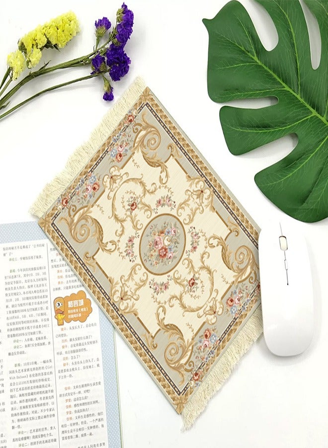 Aramu Vintage Mini Mouse Pad Coasters Oriental Mousepad Floral Style Funny Desk Mat Coasters Graduation Gift for Boho Doll House Rug with Anti Slip Rubber Base for Desk(Classic Style) - Image 1