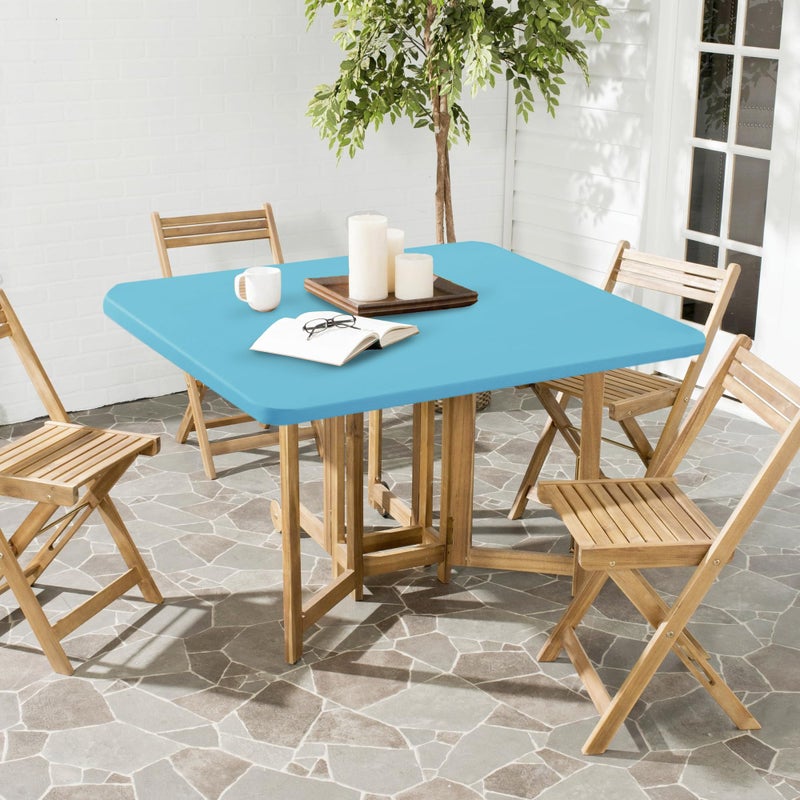 Enjoyidea Square Fitted Tablecloth 34x34 Inch-2 Pack Light Blue Card Table Elastic Spandex Table Cover-Small Stretch Folding Table Cloths Topper Cap for Kitchen Dining Picnic Patio Outdoor Party Table - Image 2