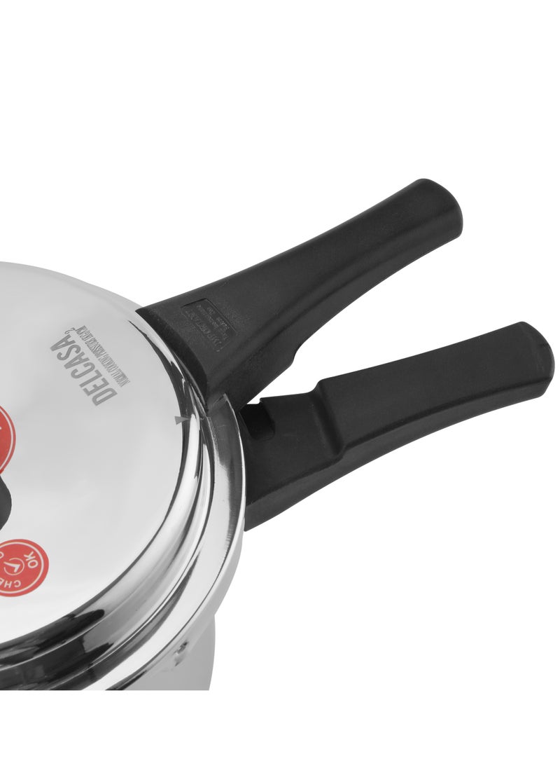 DELCASA 5Liters Elegant Design & High Quality Material Stainless Steel Pressure Cooker With Induction Compatible Silver  - Image 5