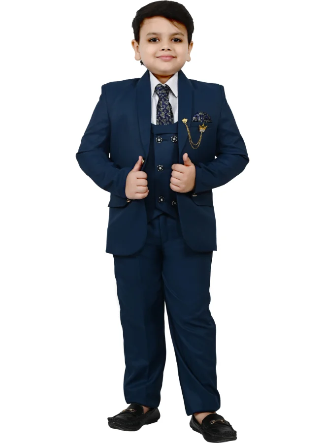 BT DEZINES Boys Dark Blue Five Piece Suit Set