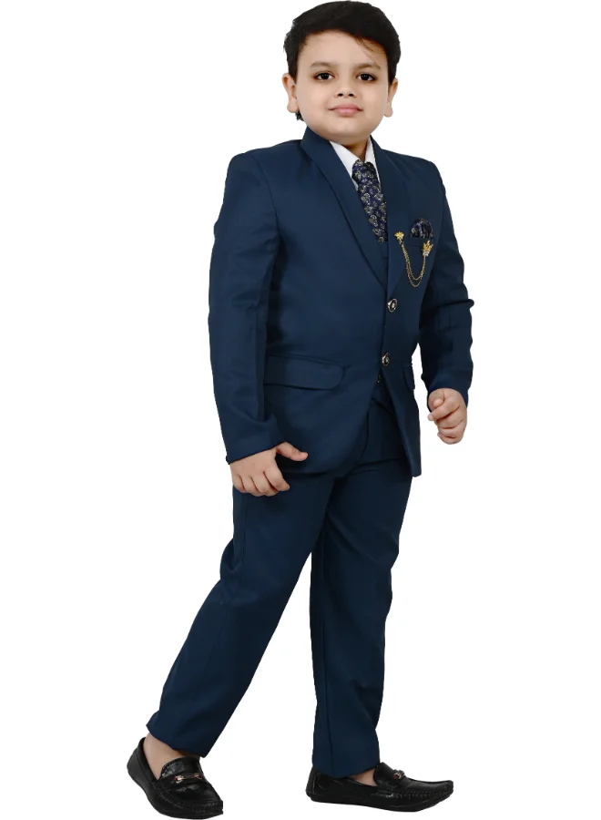 BT DEZINES Boys Dark Blue Five Piece Suit Set
