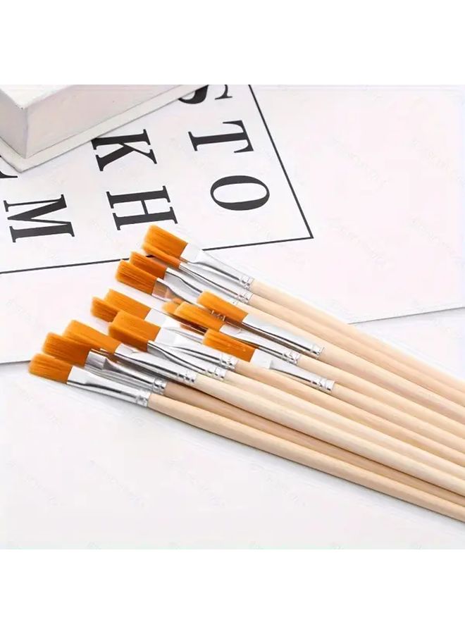 30 Pcs Flat Wooden Art Brushes With Nylon Bristles For Canvas Watercolor Vinyl Painting - Image 5