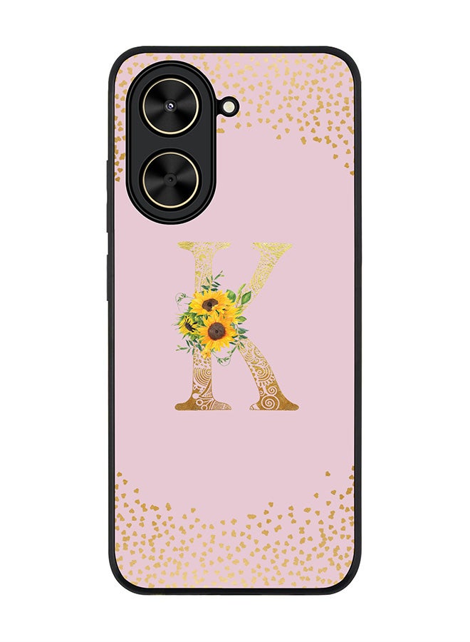 Stylizedd For Xiaomi Poco C71 / Redmi A5 4G Case,Slim fit Camera Protection, Shockproof Thin Phone cover  - Custom Floral Monogram - K  (Pink ) - Image 1