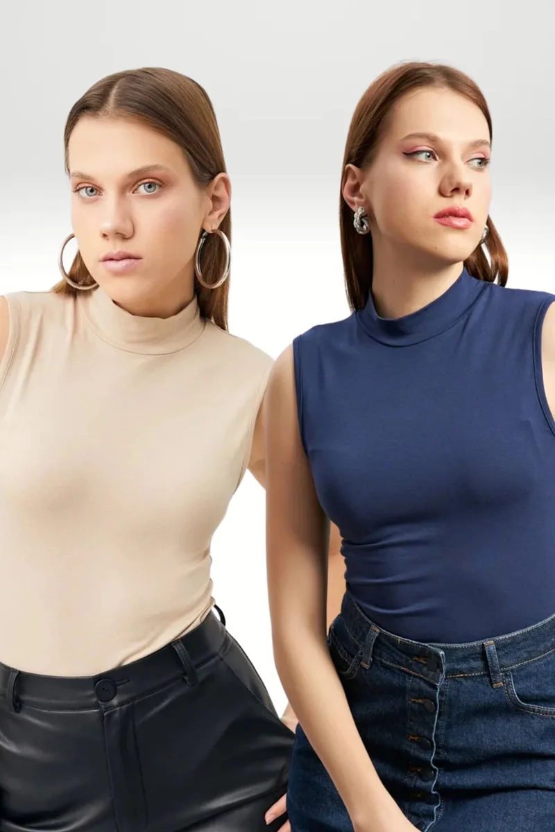 Bipantolon BIPANTOLON Women's 2-Pack Sleeveless Half Turtleneck Bodysuits