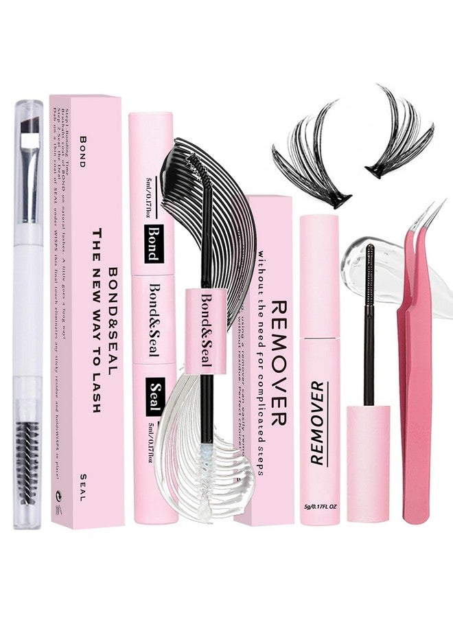 Qiveaory Lash Bond and Seal Kit 4 Pcs DIY Lash Extension with Waterproof Lashe Cluster Glue 72h Hold and Seal Lash Remover Tweezers Portable Eyelash Brush with Cap for Eyelash Extensions Beginners - Image 1