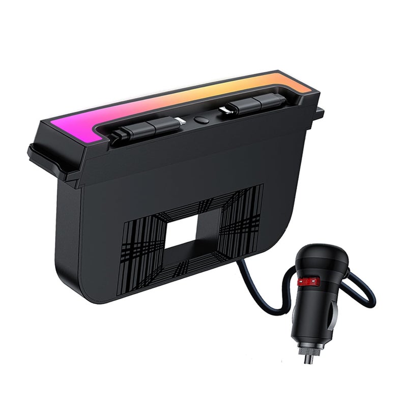 Vellhezy USB Hub for Tesla Model Y Juniper 2025-2026 & Model 3 Highland 2024-2025 Accessories, 120W USB-C Fast Charging with Retractable Cables, 2-Port Built in RGB Ambient Light fit Center Console - Image 1