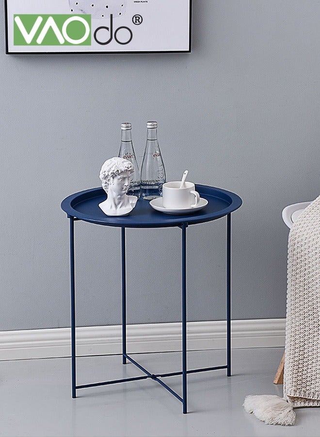 فاو دو طاولة جانبية معدنية ، طاولة جانبية مستديرة ، علبة قابلة للإزالة مقاومة للماء ، طاولة صغيرة قوية ومستقرة لمكتب شرفة غرفة النوم في الحضانة - Image 5