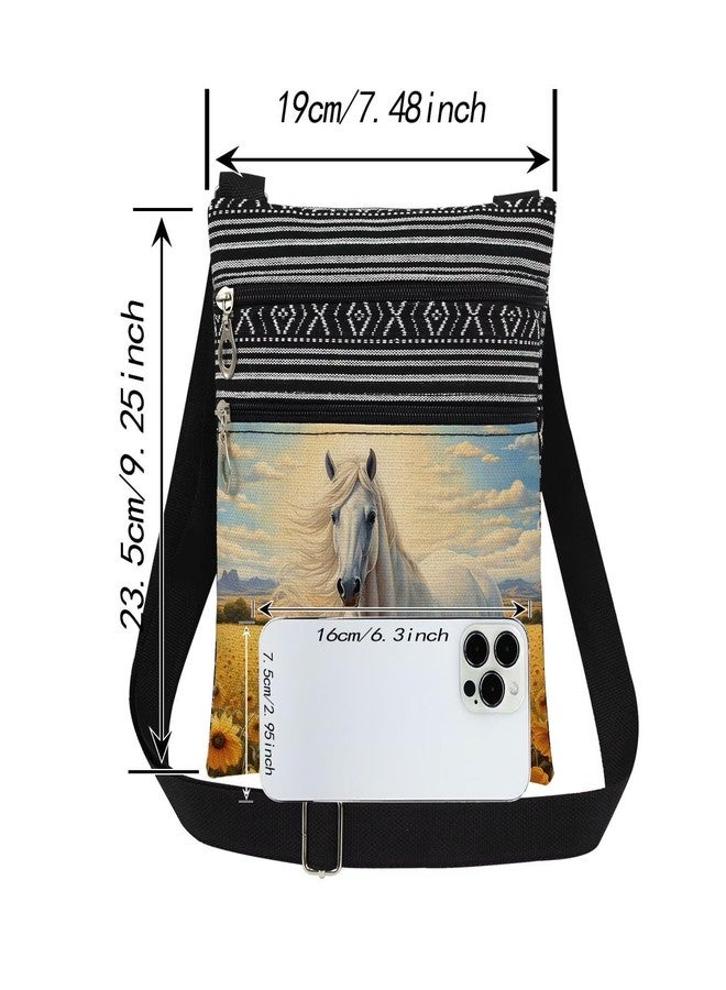 XiaoGalaee Sunlit Horse Sunflower Meadow Print Crossbody Bag Adjustable Unisex Shoulder Purse for Nature Lovers Birthdays Holiday Gift for Women Sister Teen Outdoor Travel Men Purse - Image 4
