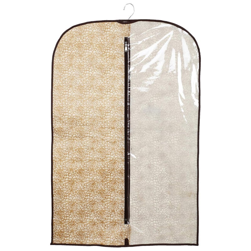 Kuber Industries Kuber Industries Metallic Printed Half Transparent Non Woven Mens Blazer Suit CoverZipper Closure Sturdy HookSize 94 x 61 x 1 CMPack of 6 Golden Brown - Image 2