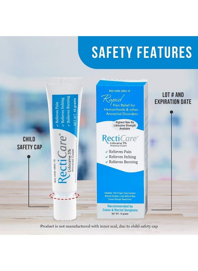 Recticare Anorectal Lidocaine 5% Cream: Treatment for Hemorrhoids & Other Anorectal Disorders - 15g Tube - Image 3