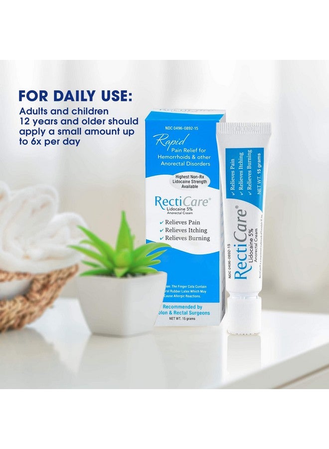 Recticare Anorectal Lidocaine 5% Cream: Treatment for Hemorrhoids & Other Anorectal Disorders - 15g Tube - Image 4