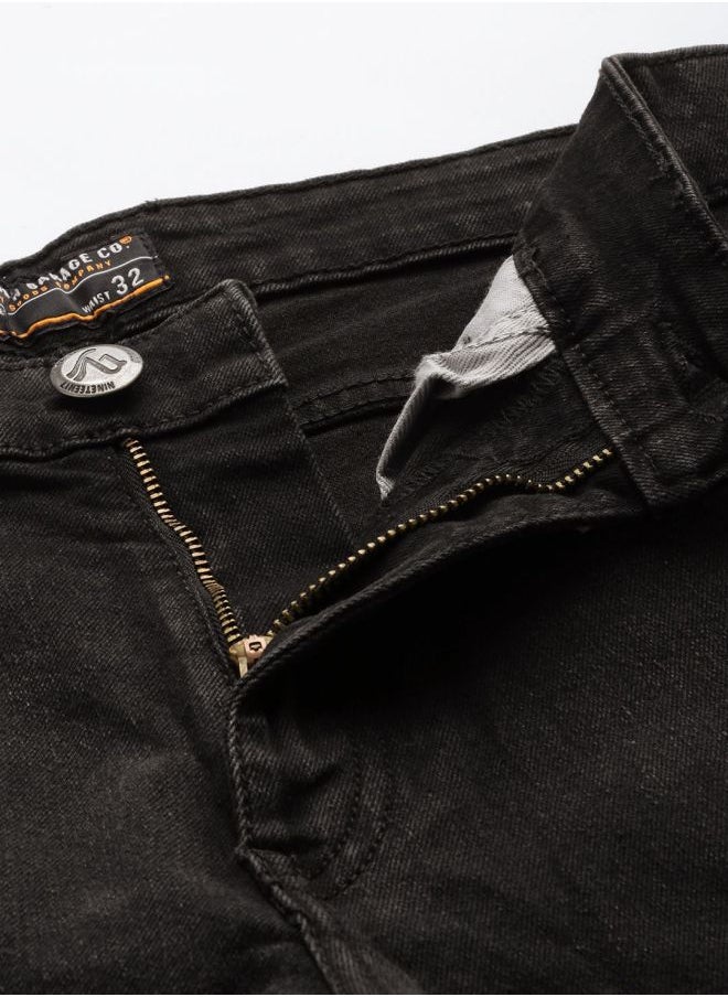 The Indian Garage Co Men Slim Fit Paint Splash Mid-Rise Stretchable Jeans  - Image 3