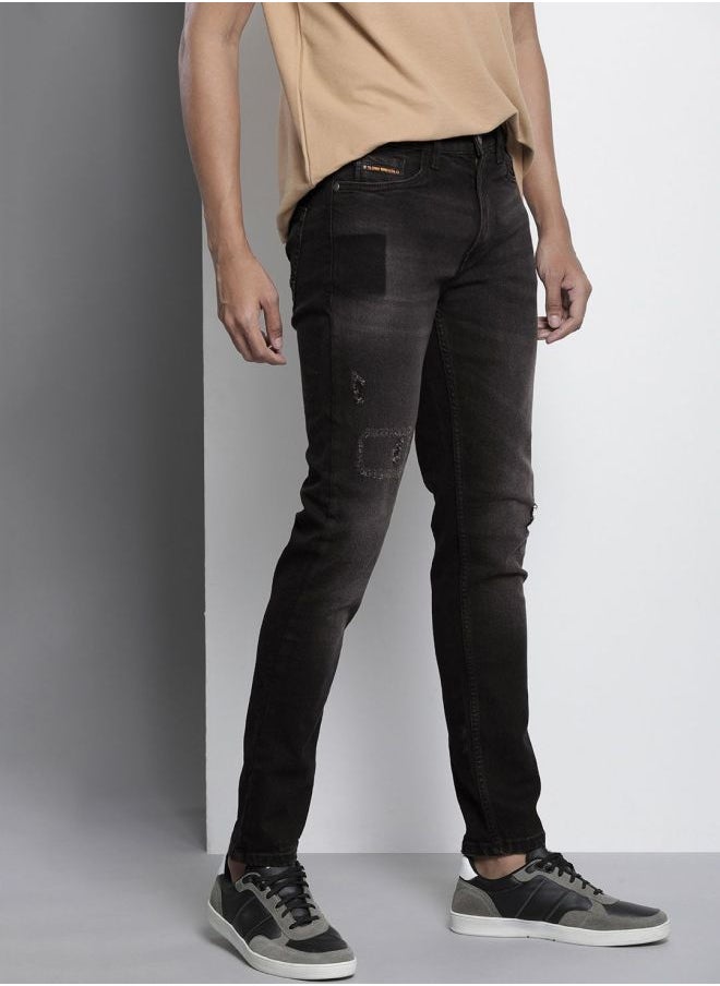 The Indian Garage Co Men Slim Fit Paint Splash Mid-Rise Stretchable Jeans  - Image 2
