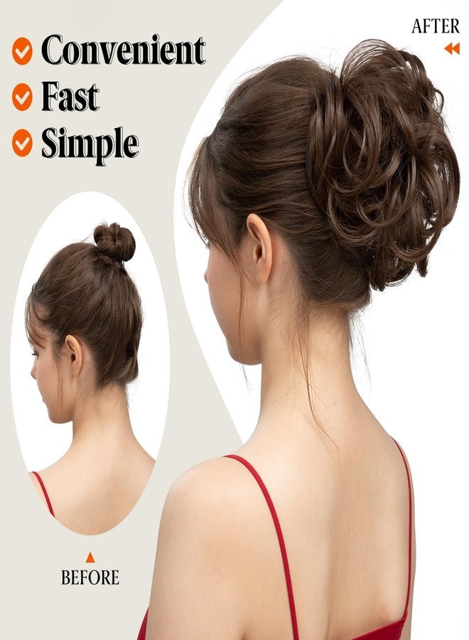 youngways Messy Bun Hair Piece Side Comb Clip in Hair Bun Hairpiece for Women Short Natural Straight Versatile Adjustable Styles Easy Hair pieces (Dirty Blonde-C) - Image 4