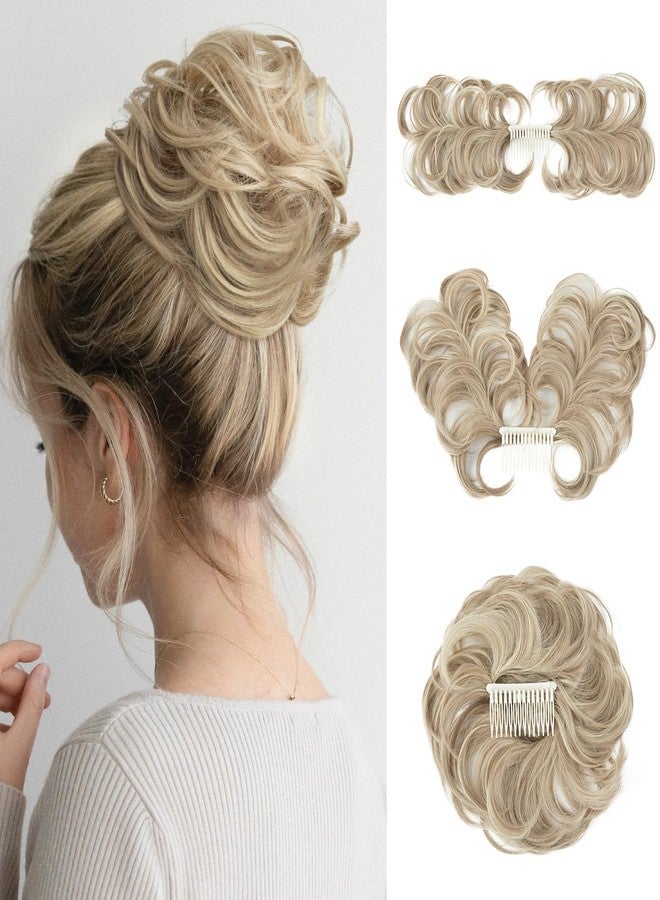 youngways Messy Bun Hair Piece Side Comb Clip in Hair Bun Hairpiece for Women Short Natural Straight Versatile Adjustable Styles Easy Hair pieces (Dirty Blonde-C) - Image 1