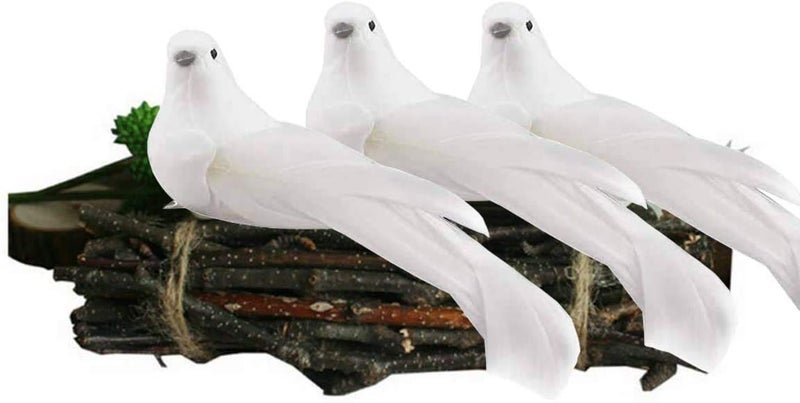 Uwioff Artificial Birds  12 Pcs Artificial White Doves Simulation Foam White Feathered Artificial Birds Doves Clip On Ornament For Christmas Tree Decorations  Wedding  Wreaths & Crafts - Image 5