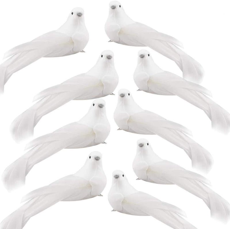 Uwioff Artificial Birds  12 Pcs Artificial White Doves Simulation Foam White Feathered Artificial Birds Doves Clip On Ornament For Christmas Tree Decorations  Wedding  Wreaths & Crafts - Image 1