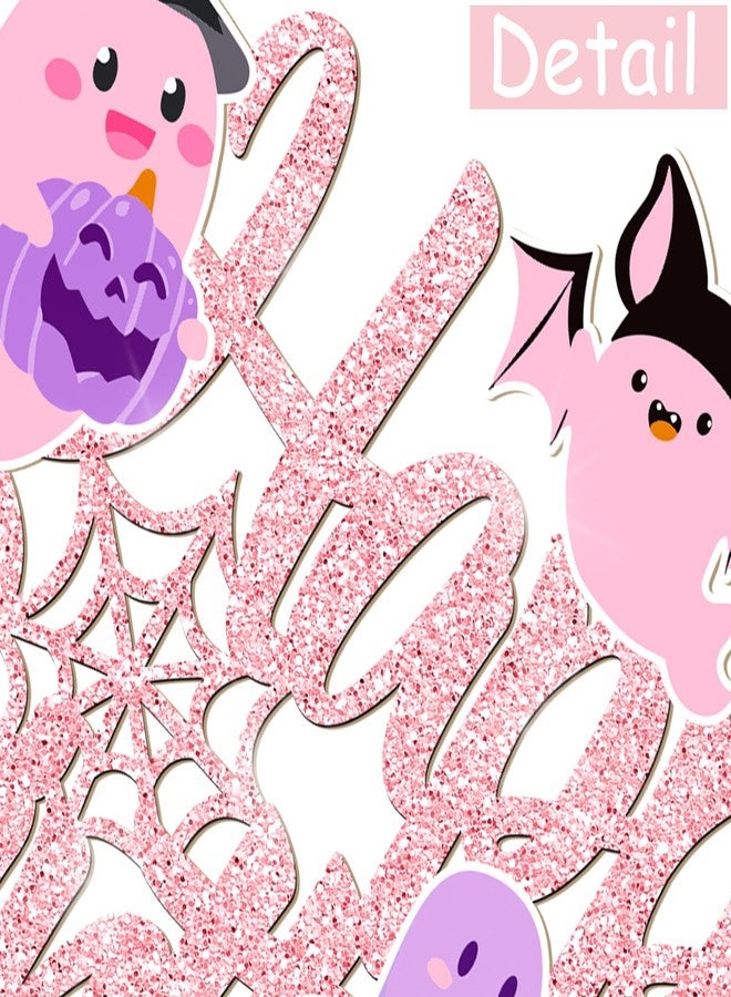 umoni Ghost Birthday Cake Topper Pink Glitter Halloween Birthday Party Decorations Lovely Ghost Cake Picks Ghosts Theme Cake Decorations for Happy Boo Day Party Supplies - Image 4