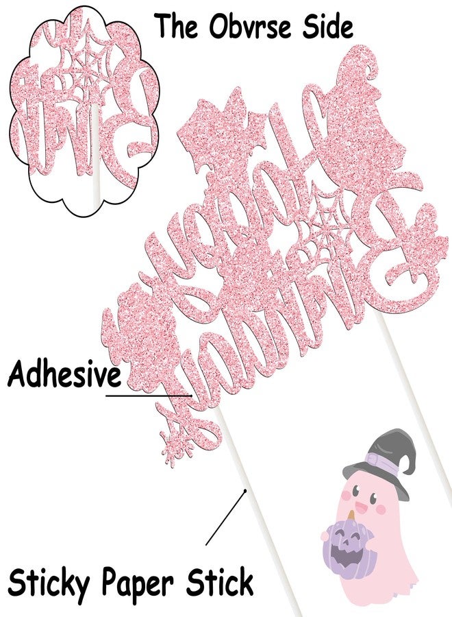 umoni Ghost Birthday Cake Topper Pink Glitter Halloween Birthday Party Decorations Lovely Ghost Cake Picks Ghosts Theme Cake Decorations for Happy Boo Day Party Supplies - Image 3