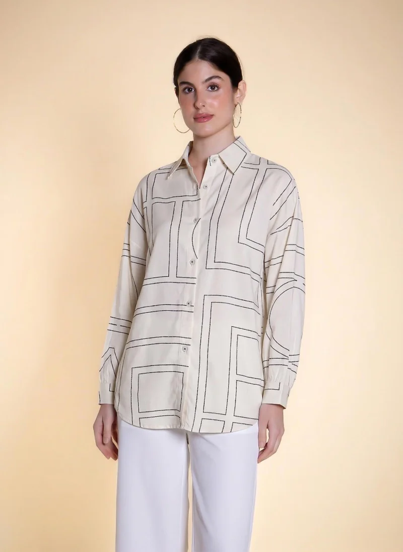 SHAPES FLOWING PRINTED SHIRT