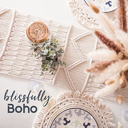 SnugLife Macrame Table Runner (86" X 13") Long | Boho Table Runner | Wedding Table Decor | Vintage Farmhouse and Bohemian Dining Room Style | Off-White - Image 4