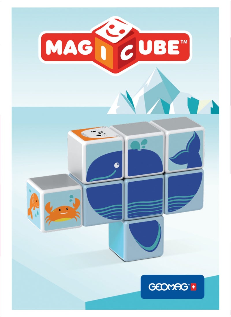 GEOMAG - Geomag Magicube Polar-Sea Animals w/ Cards Magnet Toys 11pcs, Building Set, STEM & Educational Magnet Toys, Made in Switzerland, 100% Recycled Plastic, Open Ended Toys, Construction Toys, 18M+ - Image 1