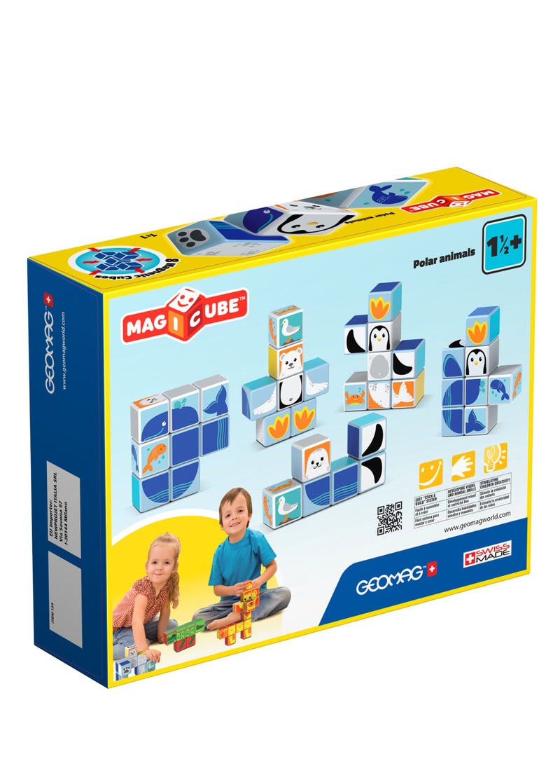 GEOMAG - Geomag Magicube Polar-Sea Animals w/ Cards Magnet Toys 11pcs, Building Set, STEM & Educational Magnet Toys, Made in Switzerland, 100% Recycled Plastic, Open Ended Toys, Construction Toys, 18M+ - Image 1