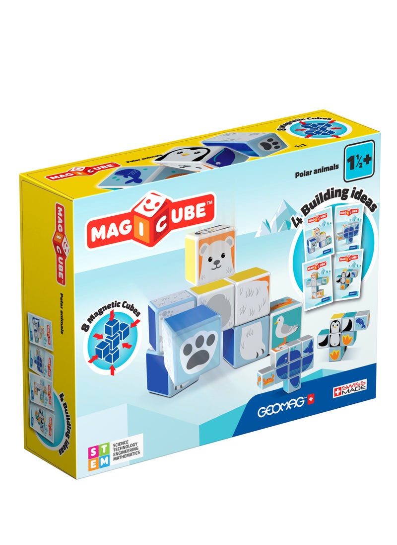 GEOMAG - Geomag Magicube Polar-Sea Animals w/ Cards Magnet Toys 11pcs, Building Set, STEM & Educational Magnet Toys, Made in Switzerland, 100% Recycled Plastic, Open Ended Toys, Construction Toys, 18M+ - Image 1