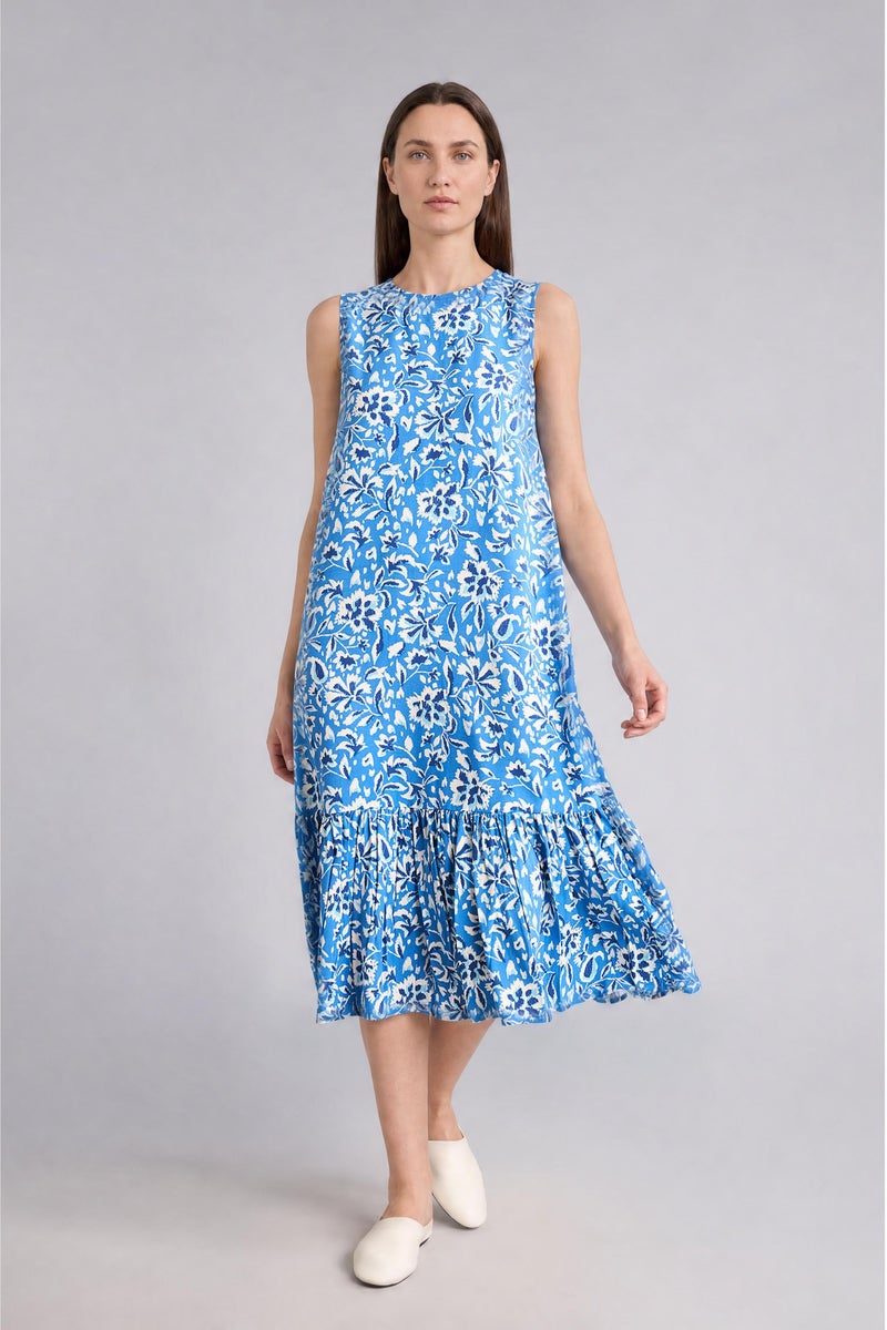 DeFacto Blue Woman Regular Fit Crew Neck Blue Printed Dress Casual - Image 2