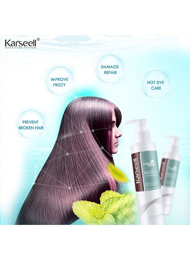 Karseell Repair Protein Cream Leave-In Conditioner Hair Treatment Herbal Essences Organic Protein Cream for Dry Damaged Hair 150ml  - Image 3