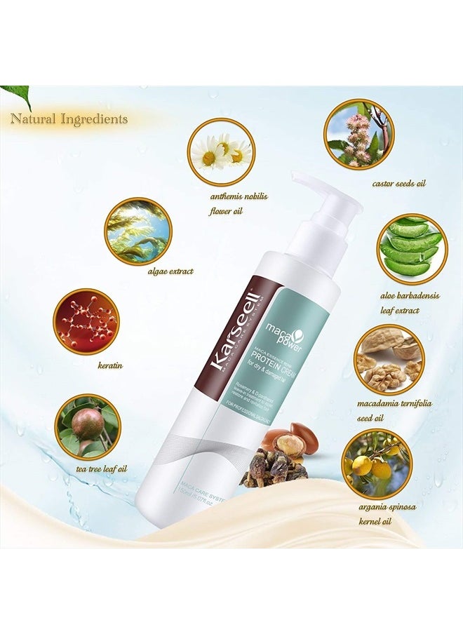 Karseell Repair Protein Cream Leave-In Conditioner Hair Treatment Herbal Essences Organic Protein Cream for Dry Damaged Hair 150ml  - Image 2