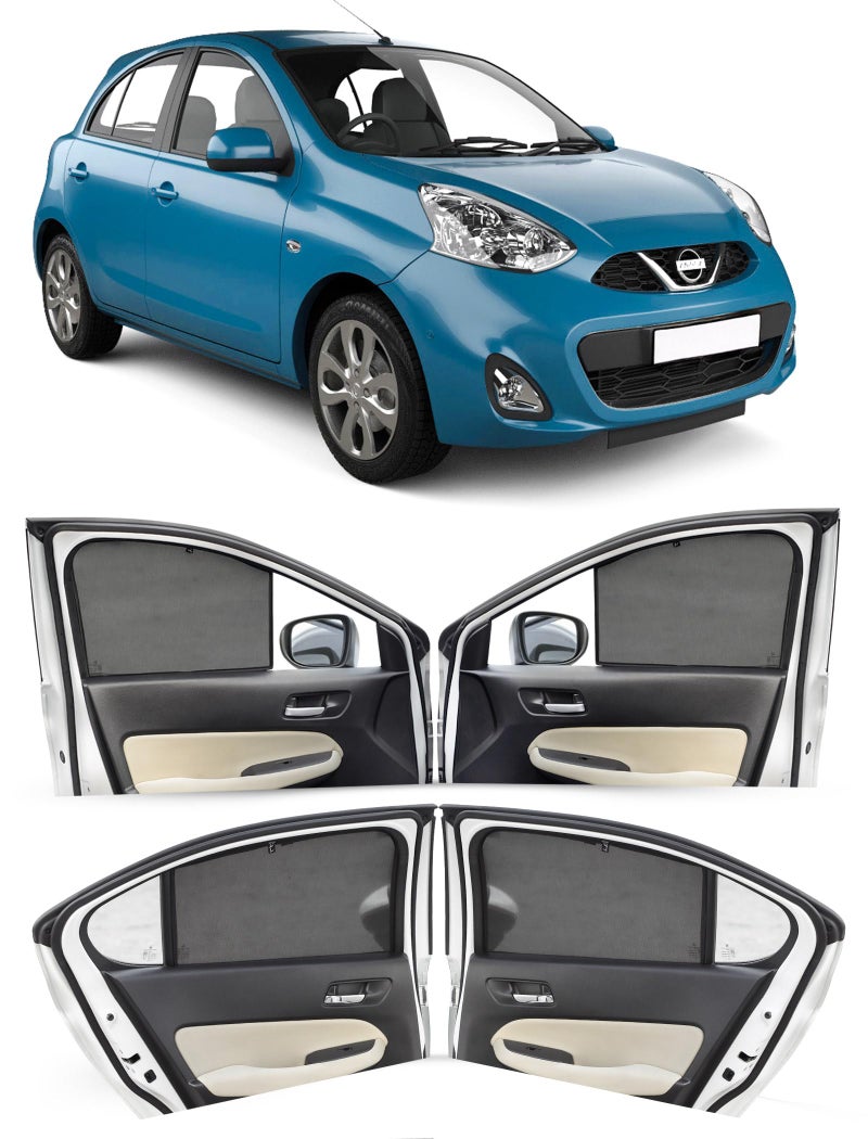 Autofact Car Sunshades for Nissan Micra, UV Protection, Useful Car Accessories, Custom fit Sun Shades for Side Windows, Set of 4 - Image 1