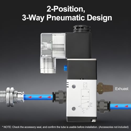 Baomain 8 Station Solenoid Valve Manifold, 12V DC 3 Way 2 Position Pneumatic Air Valve, Eight Solenoid, 1/4" PT Port, Includes Manifold Base & Mufflers, 3V210-08 - Image 5
