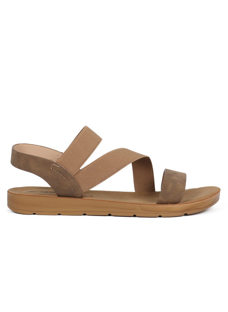 Generic Ladies Brown Flat Sandal with straps Open Toe, Casual, Soft  - Image 4