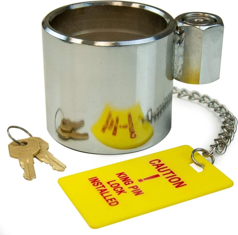 VULCAN King Pin Trailer Hitch Lock - Heavy Duty Chromed Steel - Works with RVs and Class 8 Trailers - Image 1