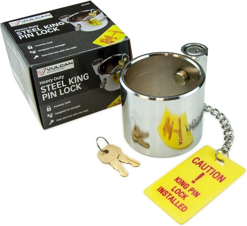 VULCAN King Pin Trailer Hitch Lock - Heavy Duty Chromed Steel - Works with RVs and Class 8 Trailers - Image 3