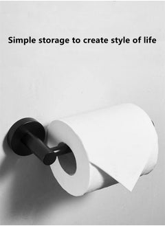 1-Piece Stainless Steel Paper Towel Holder, Wall Mounted Toilet Paper Rack for Bathroom No Drilling Installation Black 14.7 x 8 x 5 Centimeter