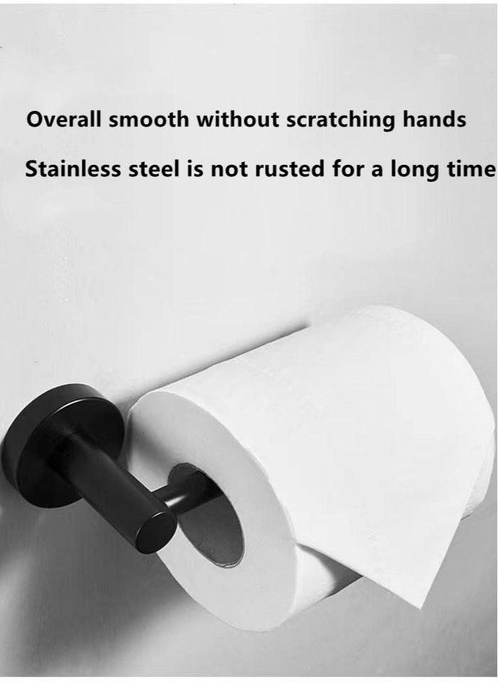 Kutis - 1-Piece Stainless Steel Paper Towel Holder, Wall Mounted Toilet Paper Rack for Bathroom No Drilling Installation Black 14.7 x 8 x 5 Centimeter - Image 1
