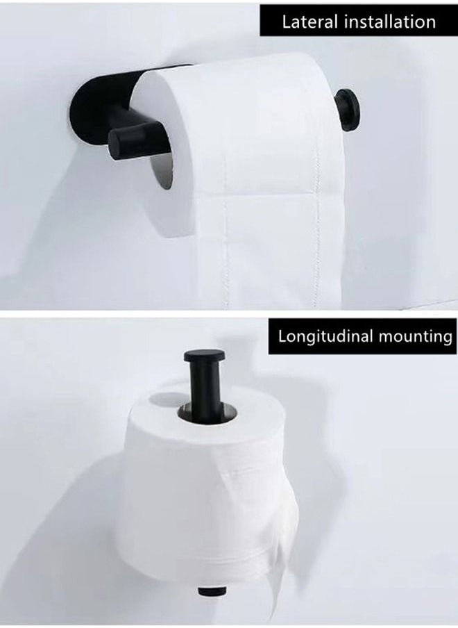 Kutis - 1-Piece Stainless Steel Paper Towel Holder, Wall Mounted Toilet Paper Rack for Bathroom No Drilling Installation Black 14.7 x 8 x 5 Centimeter - Image 1