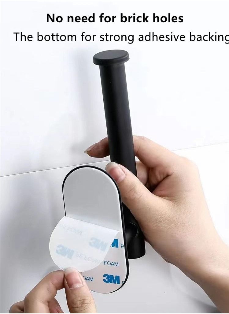 Kutis - 1-Piece Stainless Steel Paper Towel Holder, Wall Mounted Toilet Paper Rack for Bathroom No Drilling Installation Black 14.7 x 8 x 5 Centimeter - Image 1