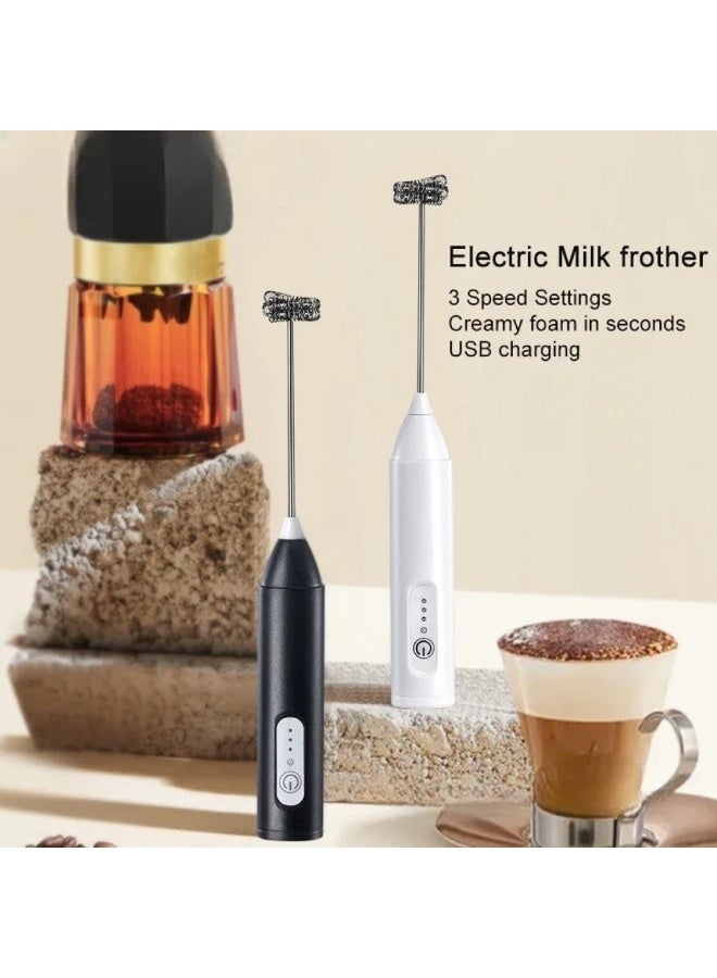 مضرب لكريمه القهوه الحجم الصغير  خفق رغوة كهربائي قابل لإعادة الشحن بمنفذ USB-C- أداة خفق اللبن والقهوة بـ3 سرعات  ولاتيه وكابتشينو - Image 3