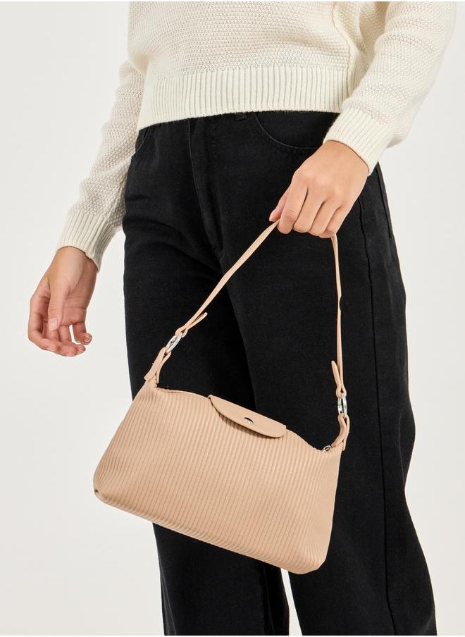 Styli Textured Shoulder Bag with Flap Detail  - Image 3