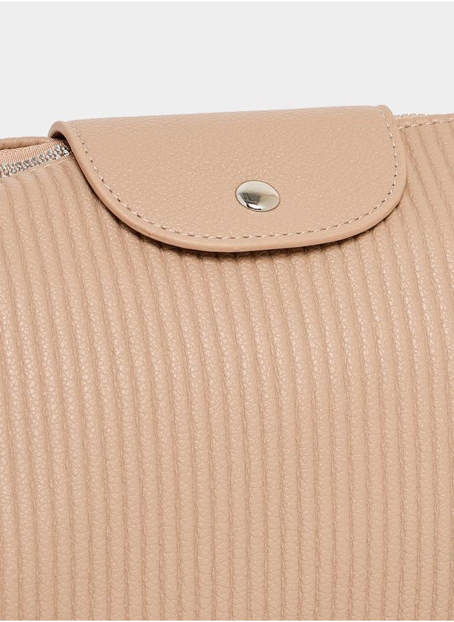 Styli Textured Shoulder Bag with Flap Detail  - Image 5