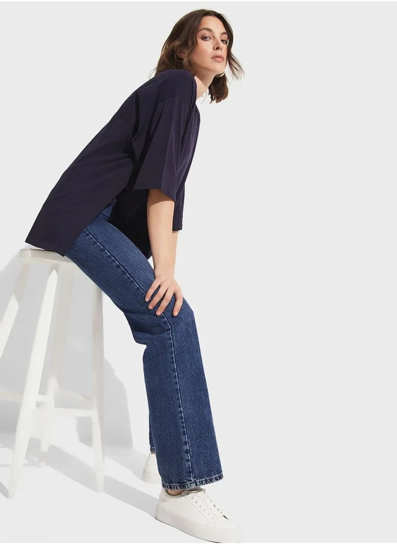JUNE Crew Neck Draped T-Shirt