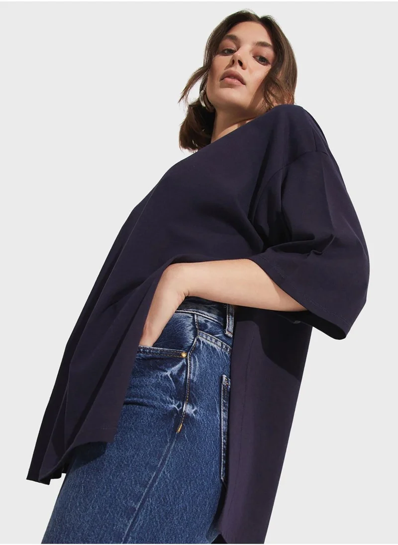 JUNE Crew Neck Draped T-Shirt