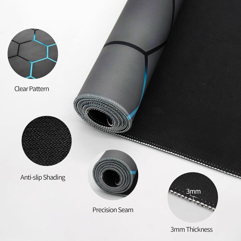 Large Gaming Mouse Pad, Extended Desk Mousepad with Stitched Edges, Non-Slip Rubber Base Mice Pad, Office Desk Mat, Keyboard Pad for Gamer, Office & Home (Hexagon, 900x400x3 mm) - Image 5