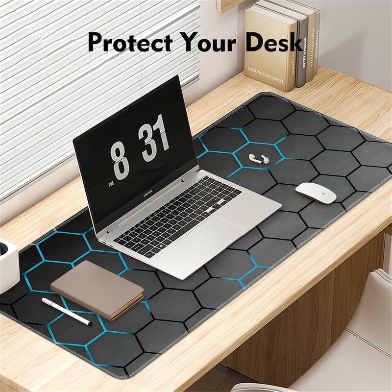 Large Gaming Mouse Pad, Extended Desk Mousepad with Stitched Edges, Non-Slip Rubber Base Mice Pad, Office Desk Mat, Keyboard Pad for Gamer, Office & Home (Hexagon, 900x400x3 mm) - Image 4