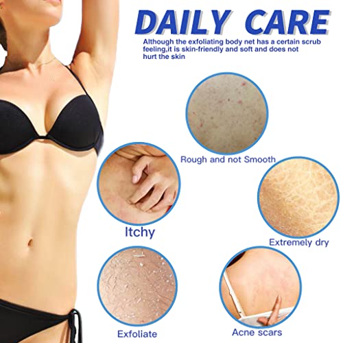 SPMKTBOZAI African Exfoliating Net, 4 Pieces African Net Sponge, Nylon African Bath Sponge Net, African Net Long Net Bath Sponge Shower Body Scrubber - Image 5