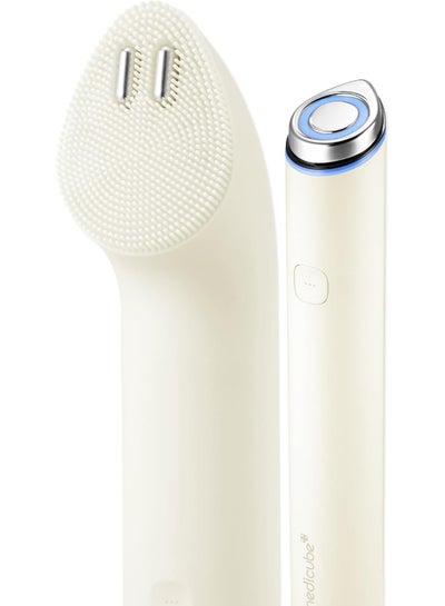 Medicube Mini Booster Pro Plus Cleansing Device Set | 2-in-1 Facial Cleansing, Skincare Device | Pore, Makeup, Excess Sebum Care | Portable Skincare Booster with 3 Modes | Korean Facial Device, Beige