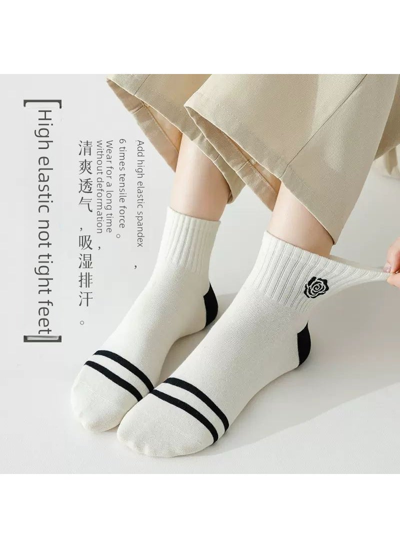 Generic - Womens Short Socks Summer Black White Color Block Sports Socks Anti Slip Quick Dry Breathable Sweat Absorbent Boat Socks Love - Image 1
